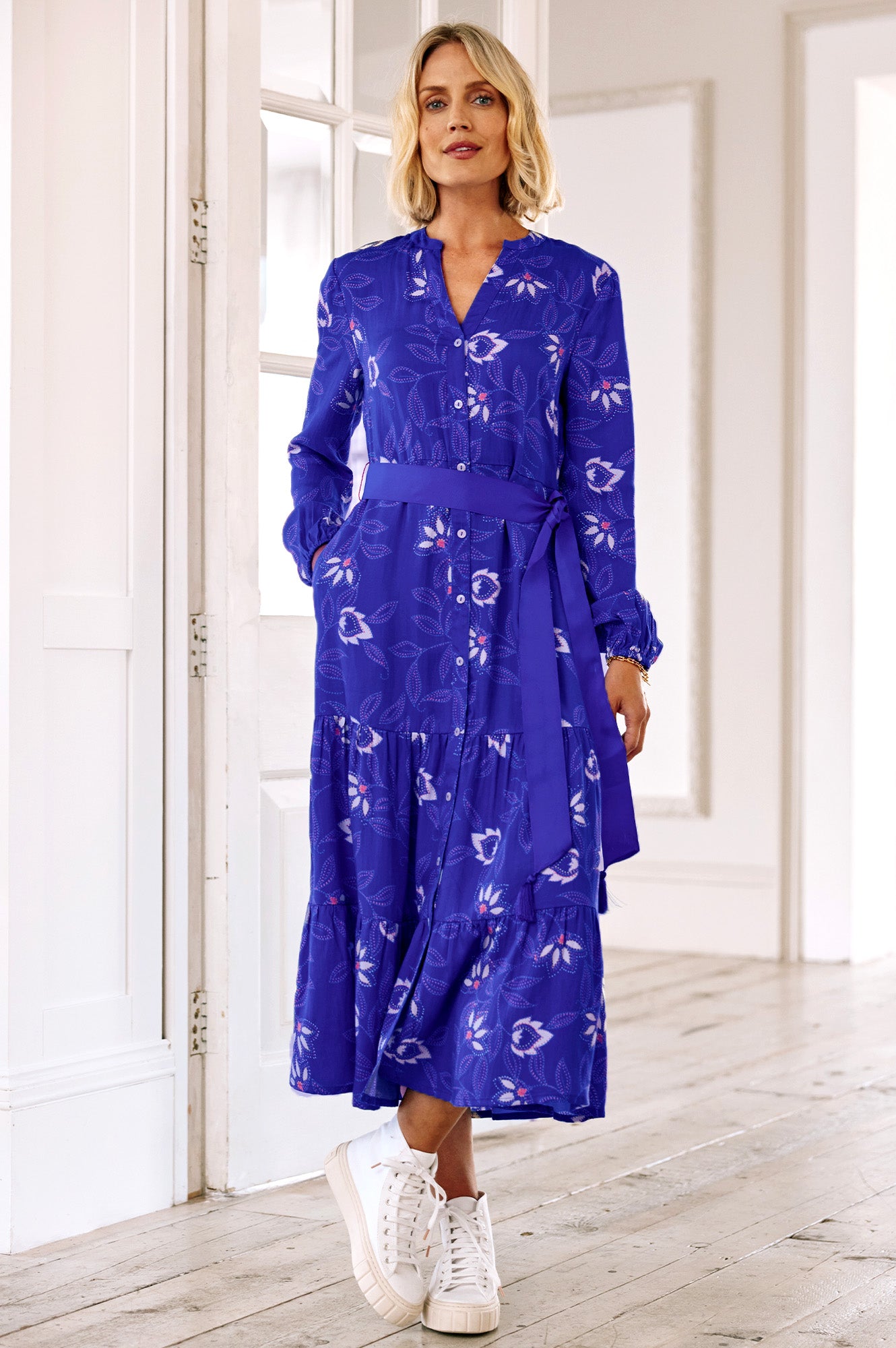 Jessica Shirt Dress | Waterlily Cobalt/Purple