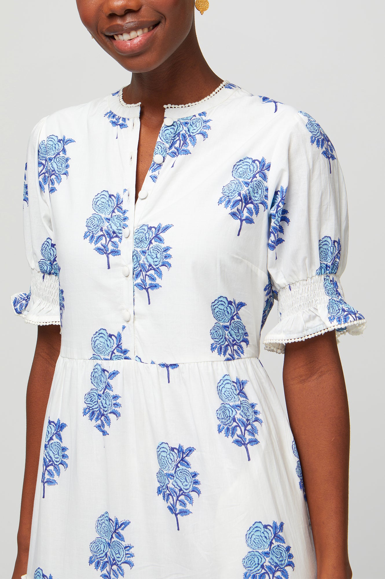 Cordelia Block Print Dress | Daliya Buta Blue