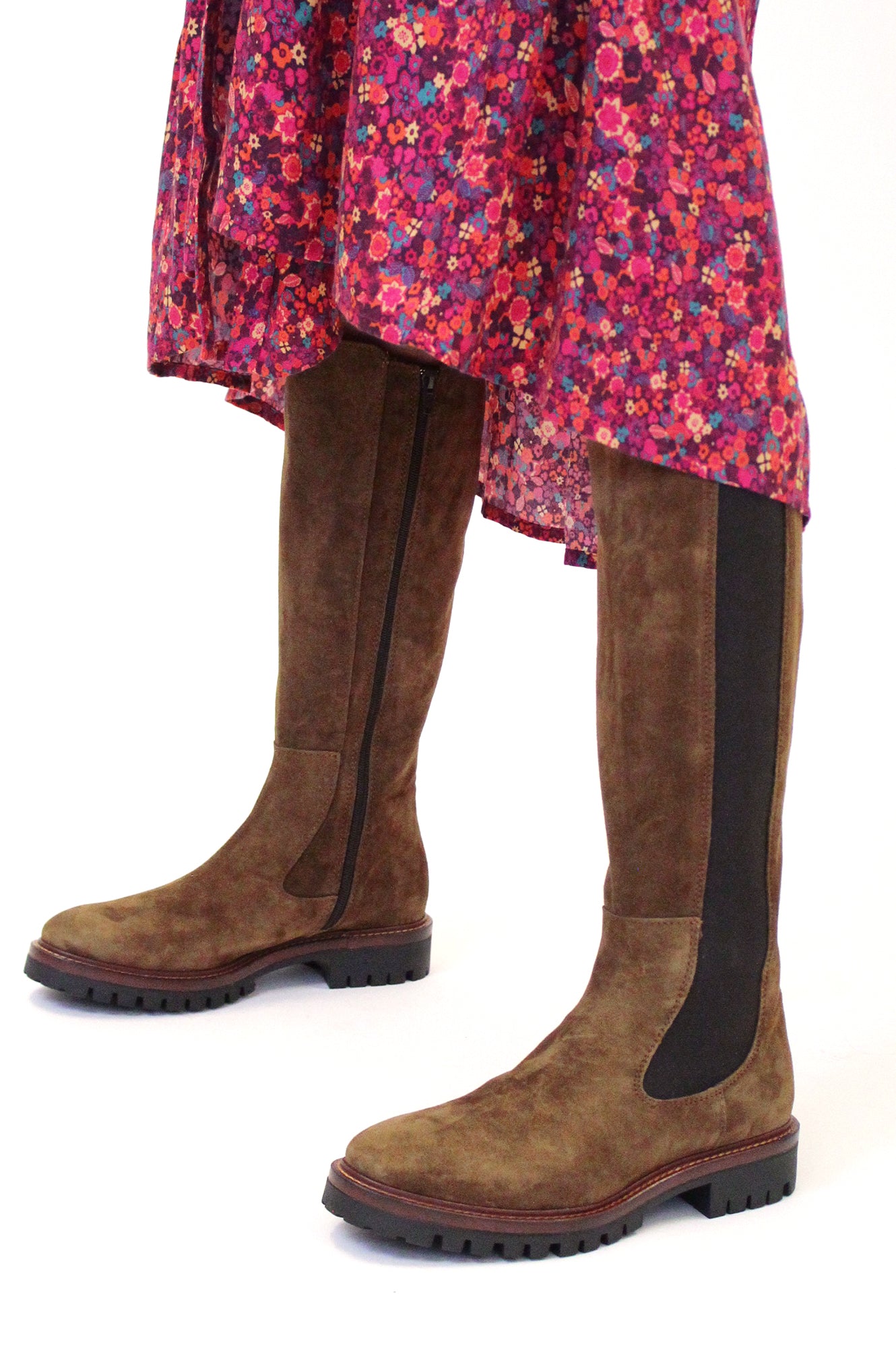 Chunky Sole Knee-High Boots | Brown