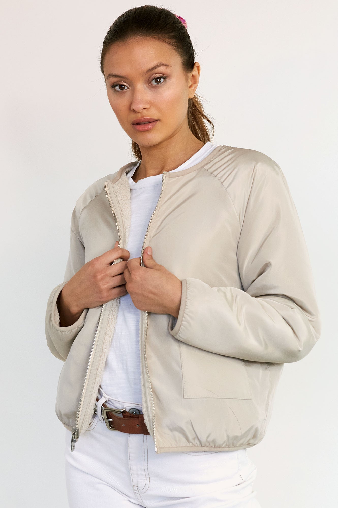 Reversible Eco Bomber Jacket | Cream