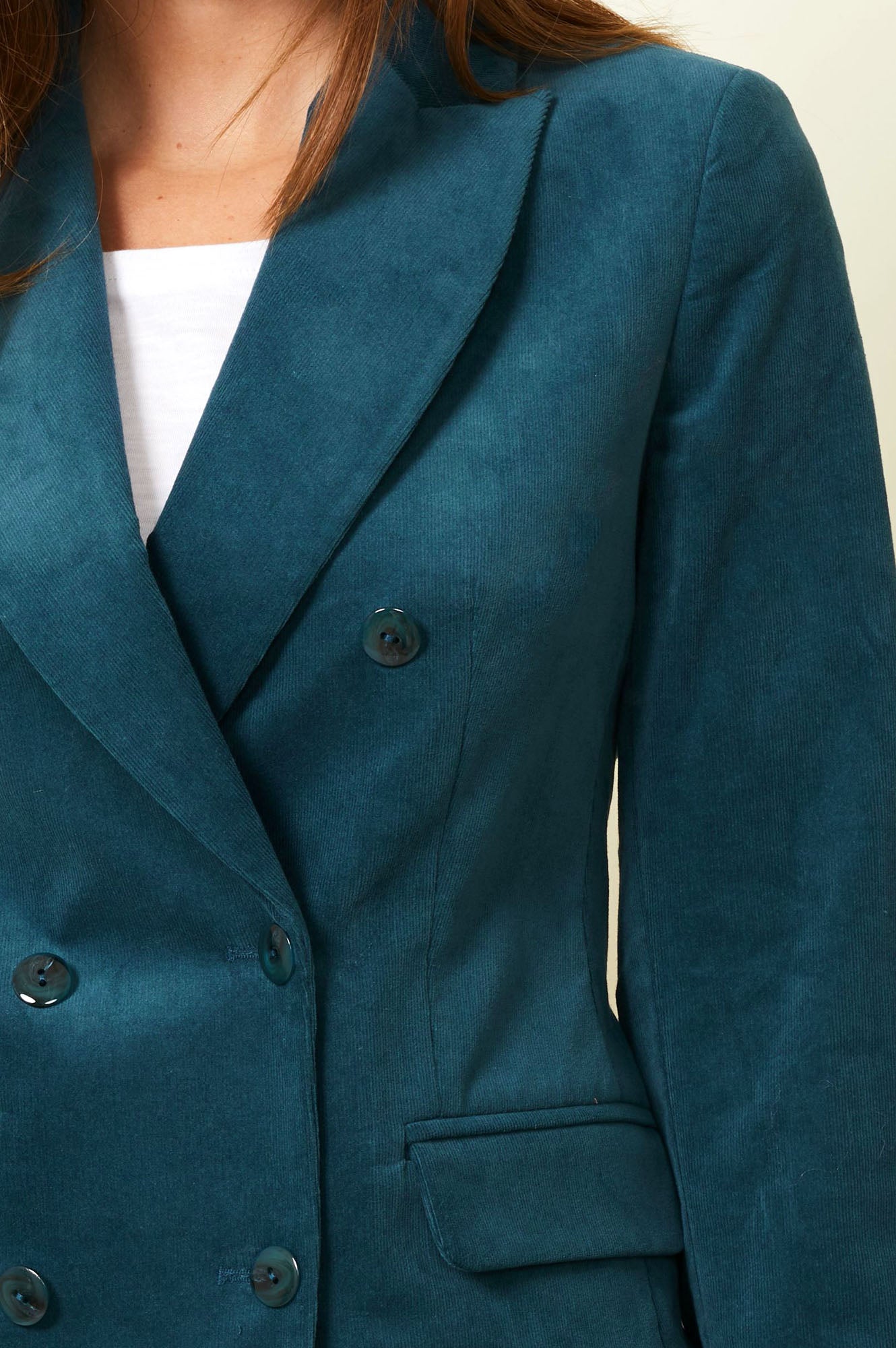 Theresa Stretch Corduroy Blazer | Teal