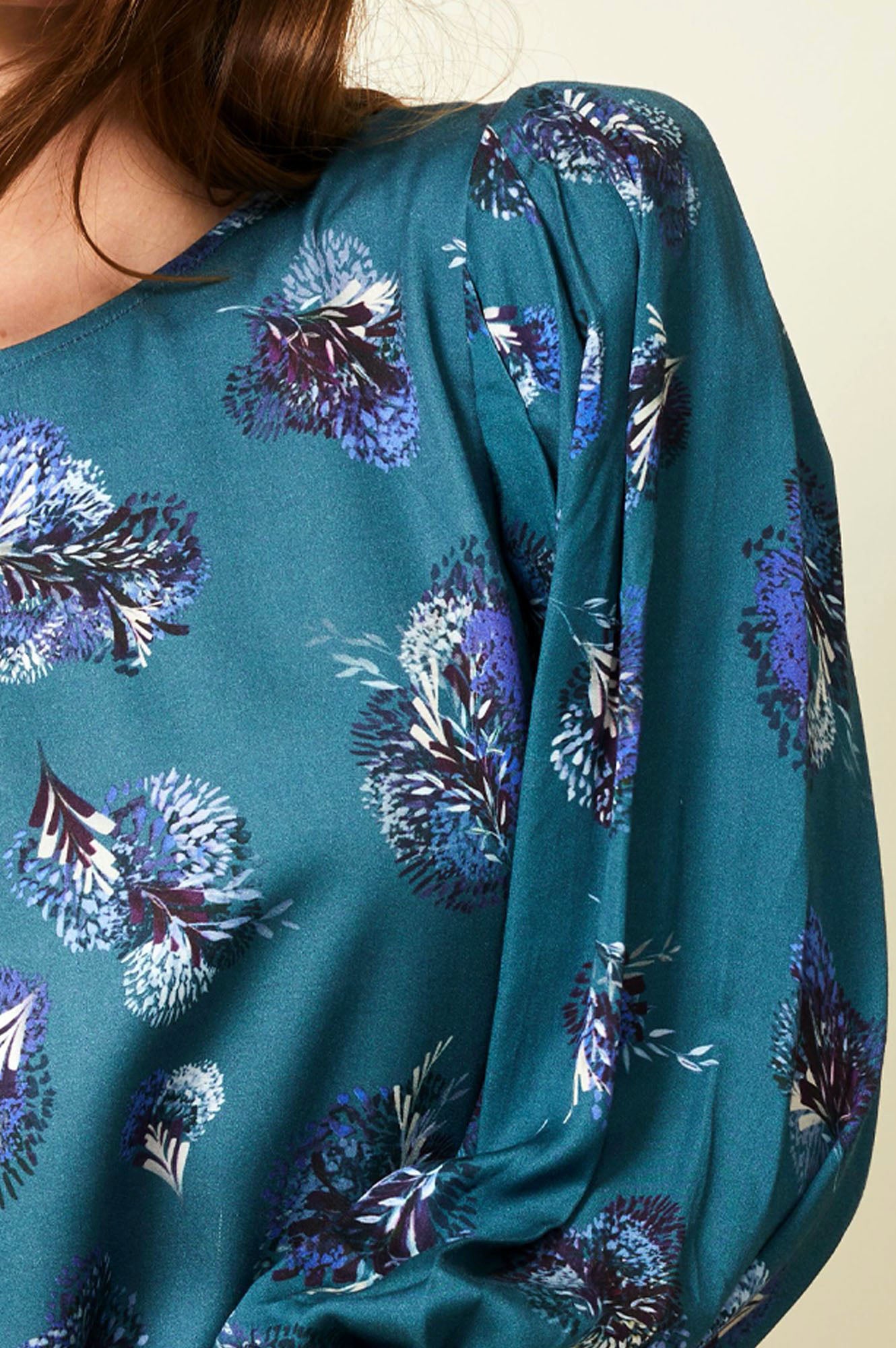 Toula Blouse | Exploding Flower Teal