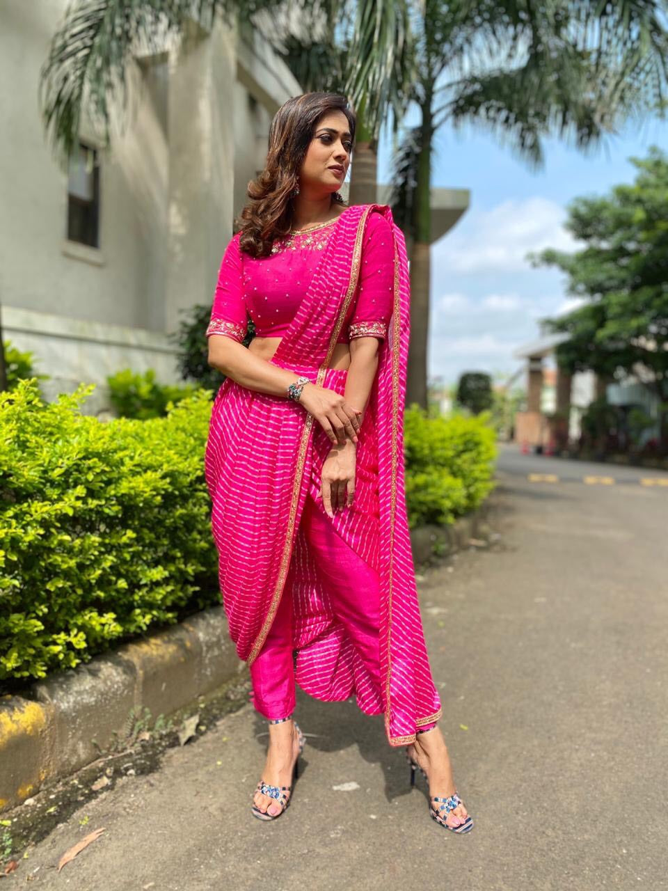 Shweta Tiwari | Pink Draped Saree – 6Degree.Store