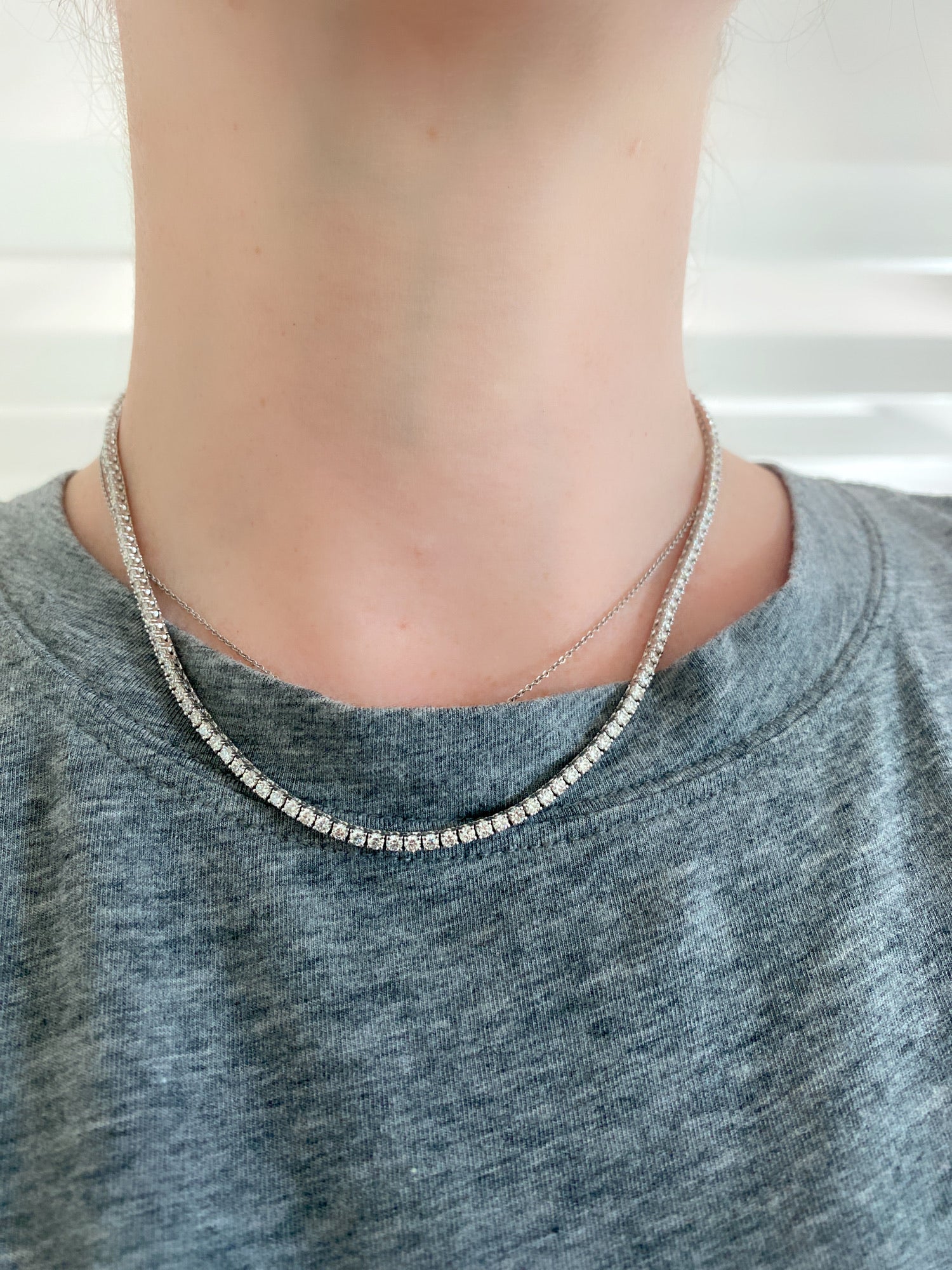 half diamond tennis necklace