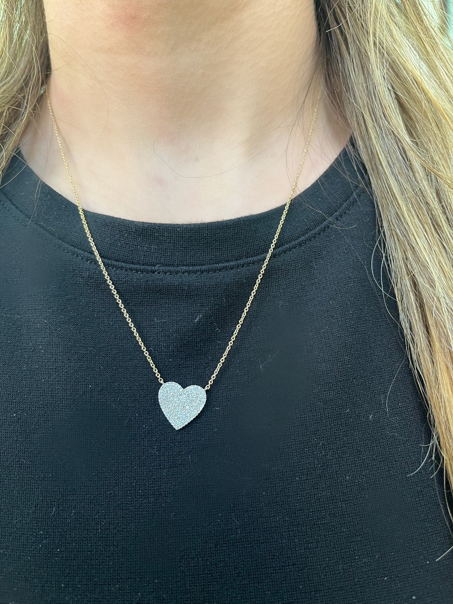 pave diamond heart pendant necklace