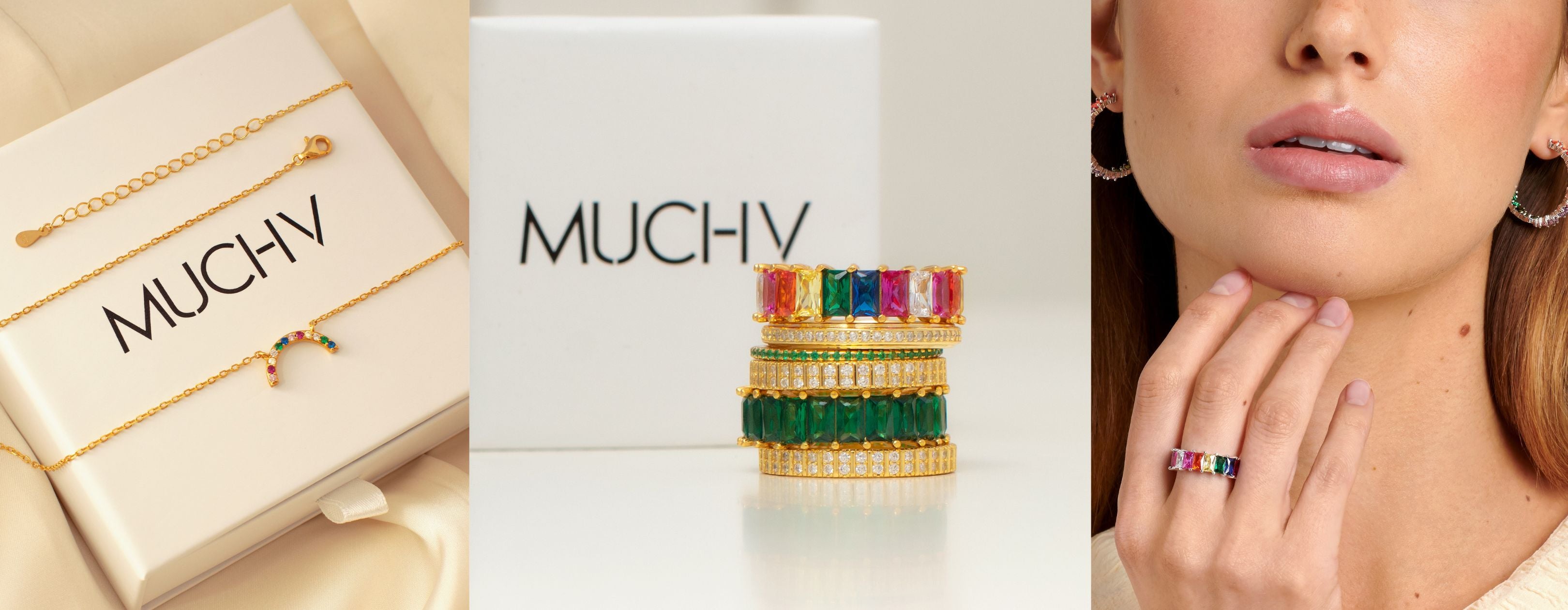 rainbow jewellery with colourful stones