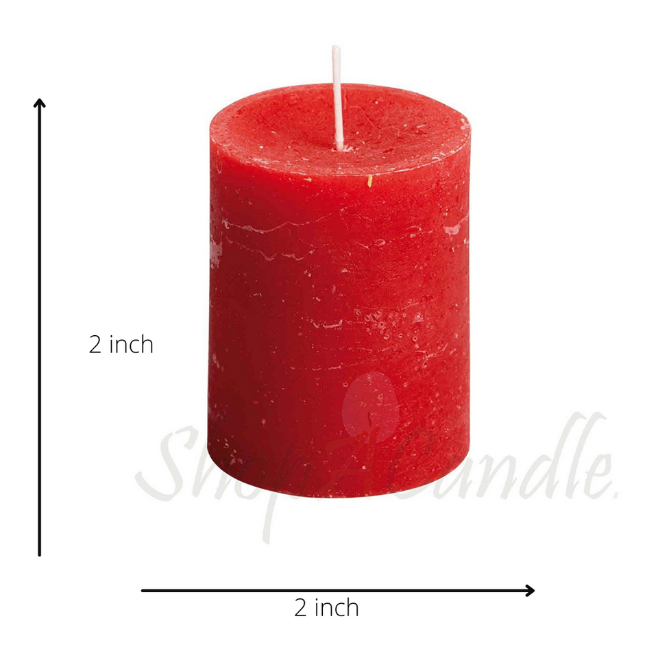 AuraDecor Set of 6  Red Pillar Candles 2*2 inch Each
