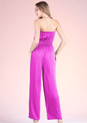ISLAND READY WASHED TIE-FRONT STRAPLESS JUMPSUIT - VIOLET