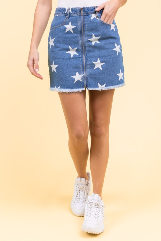 denim skirt with stars