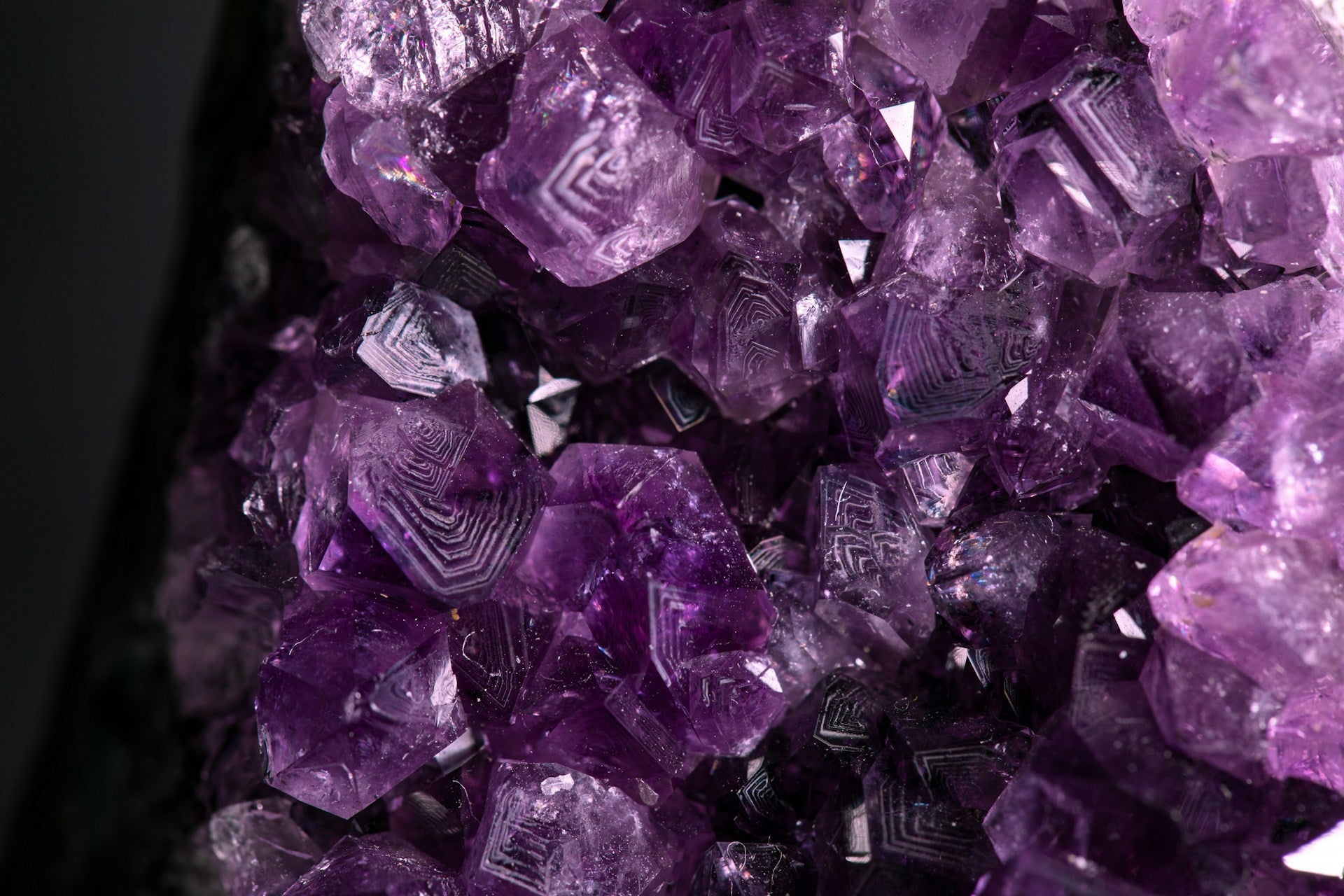 A close-up of an amethyst crystal