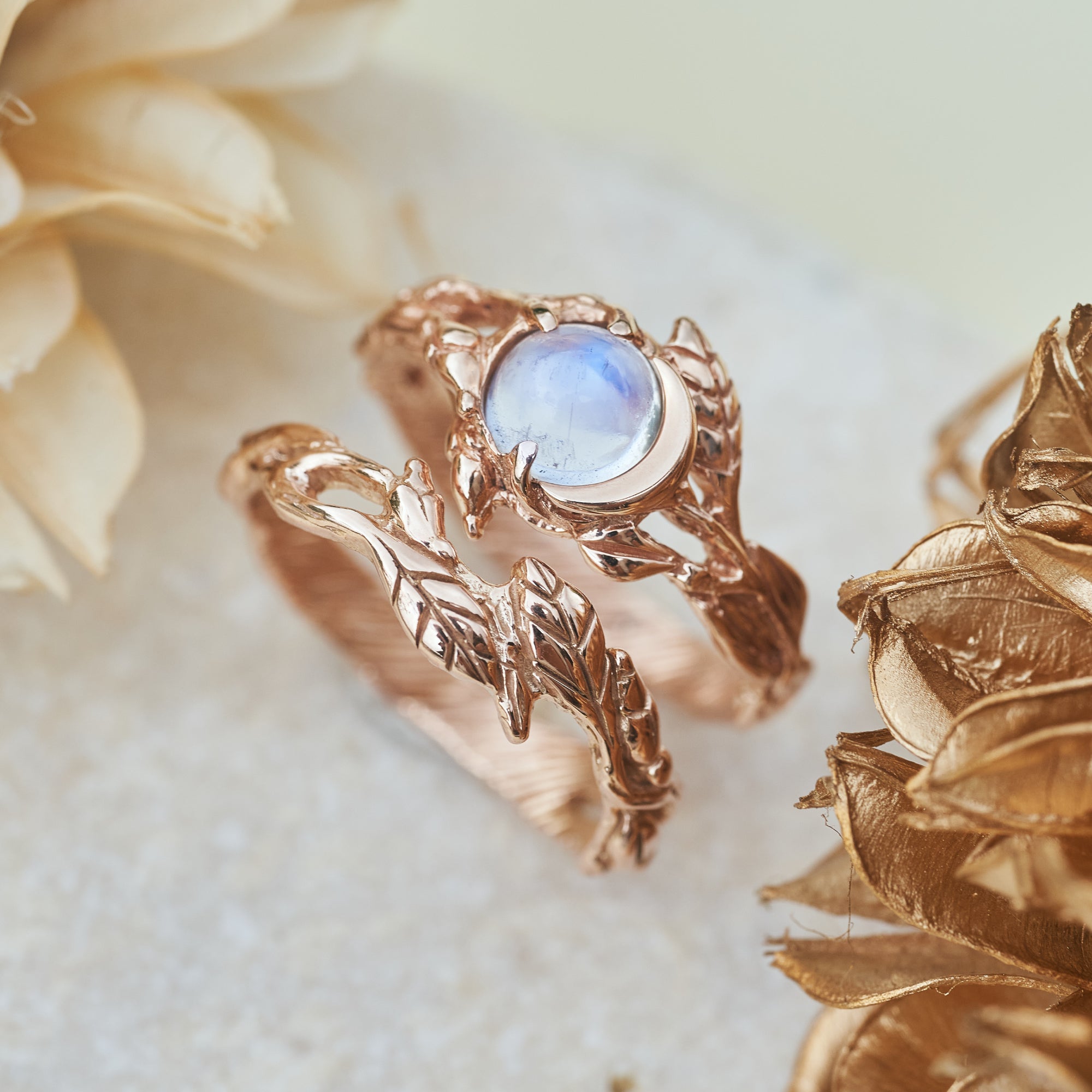 Gold engagement Moonstone ring set Luna.jpg__PID:b17fd25f-6049-4780-926d-cc5c530d93aa