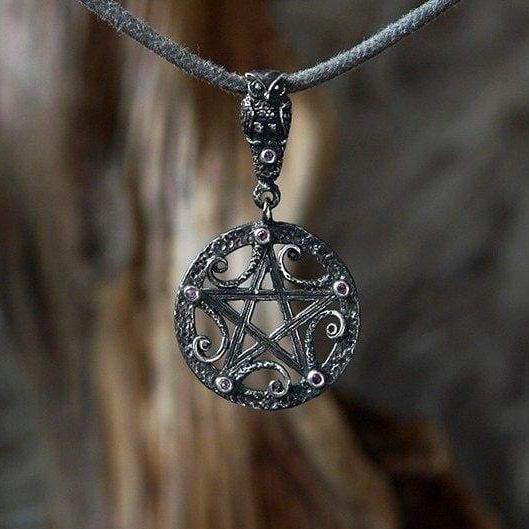 Sterling Silver Small Heart Pentacle Pentagram Pendant Wicca Jewelry