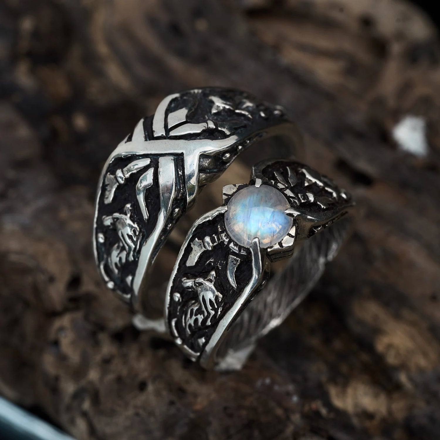 Moonstone couple rings 