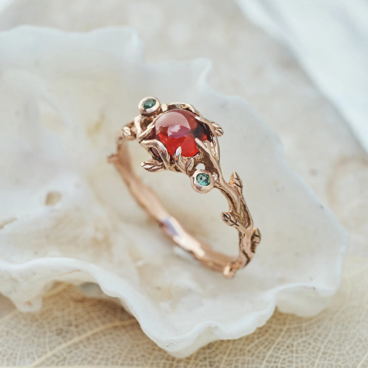 Rose Gold Engagement ring with Garnet 