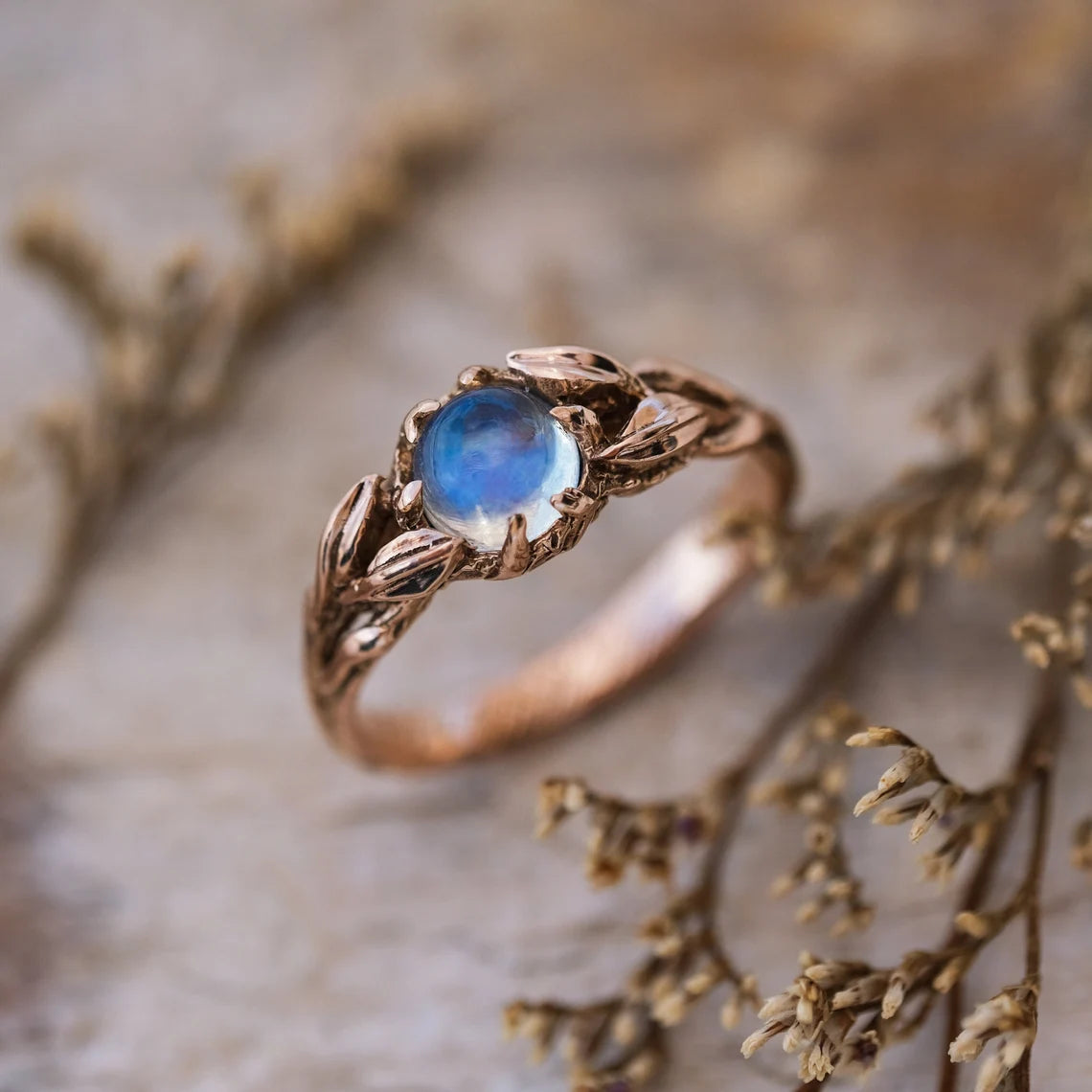 14K Gold Moonstone Ring 