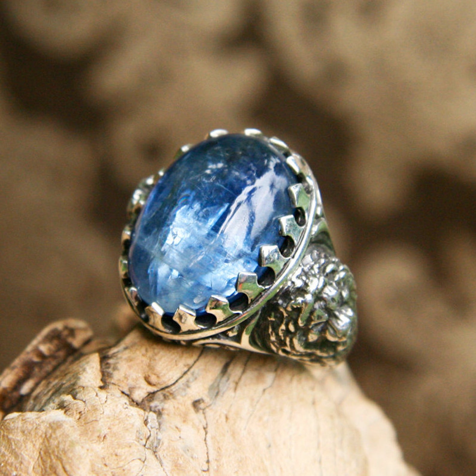 Kyanite ring for men 