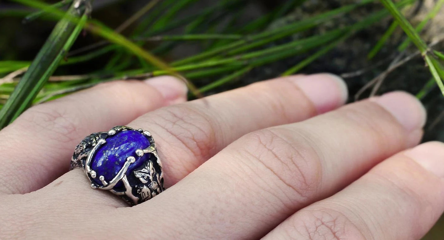 Lapis Lazuli ring on hand