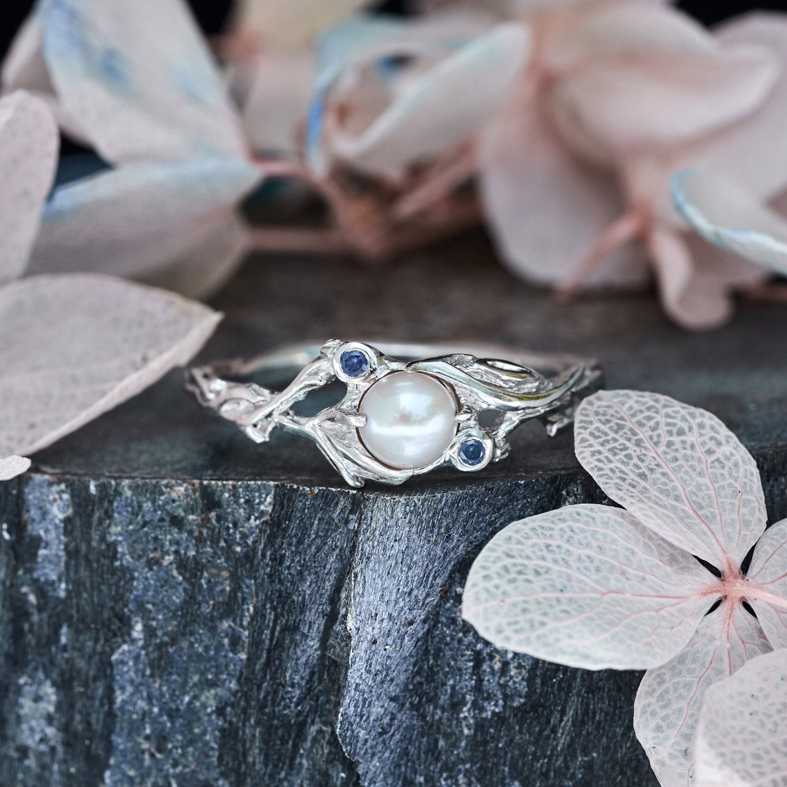 Divya Shakti Pearl / Moti / Mukta Gemstone Silver Ring Natural AAA Quality  (Simple Design) - Divya Shakti Online