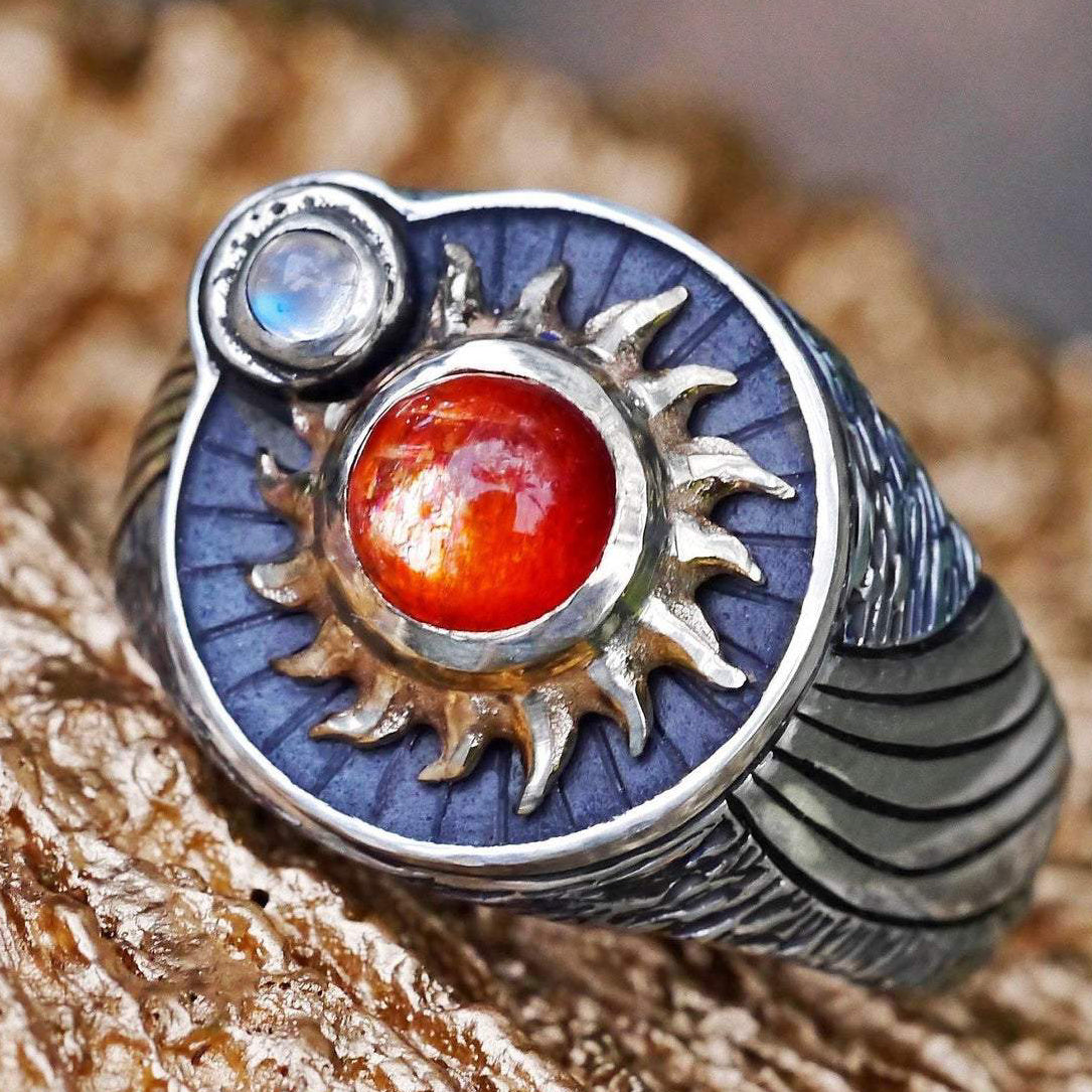 Moonstone and Sunstone Celestial Ring 