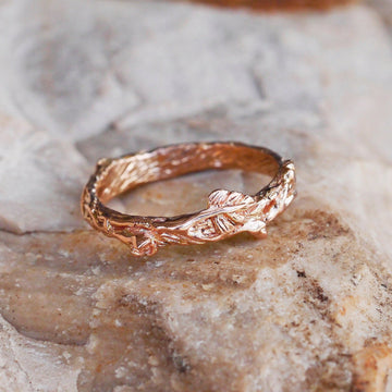 14K Rose Gold twig wedding band 