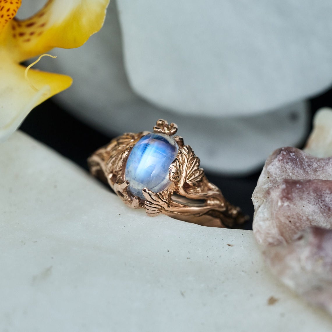Moonstone in Gold Ring 