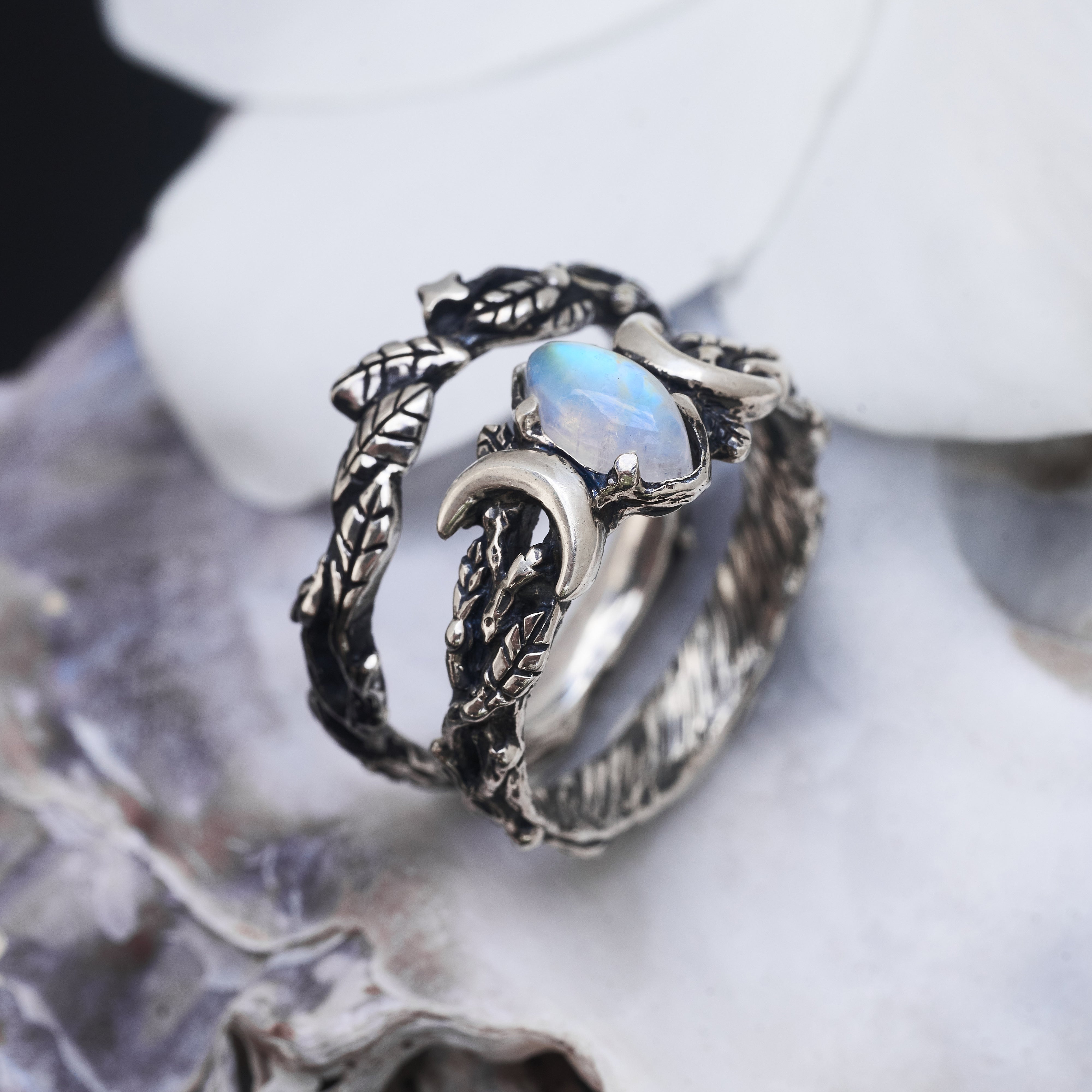 Moonstone ring set 