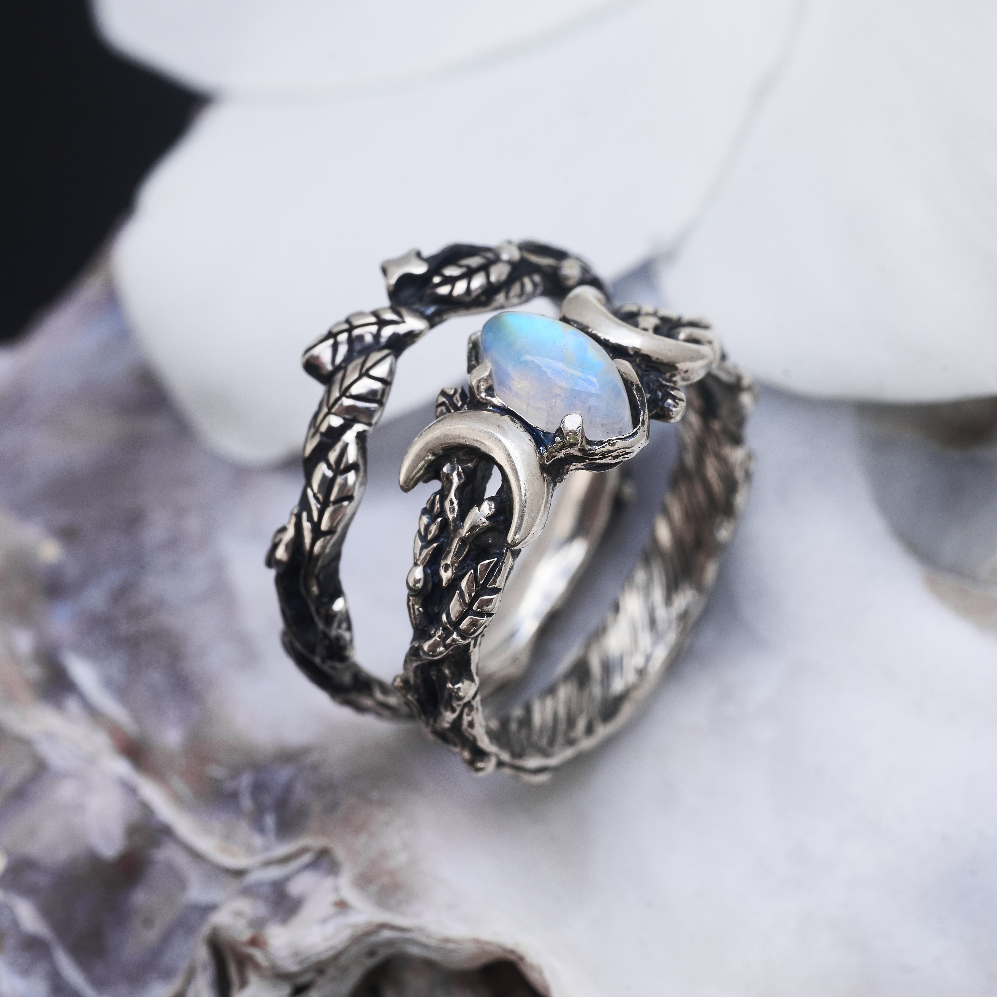 Triple Moon Soma Ring Set