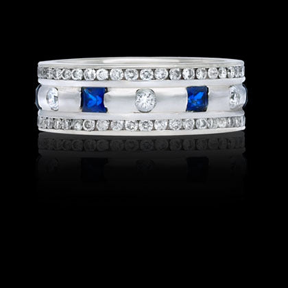 sapphire and diamond right hand ring