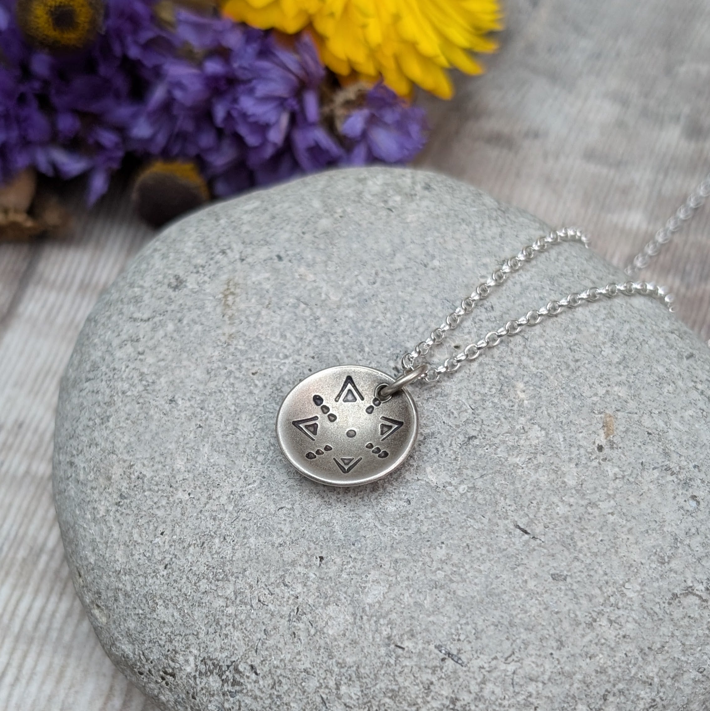 Sterling Silver Boho Style Disc Necklace