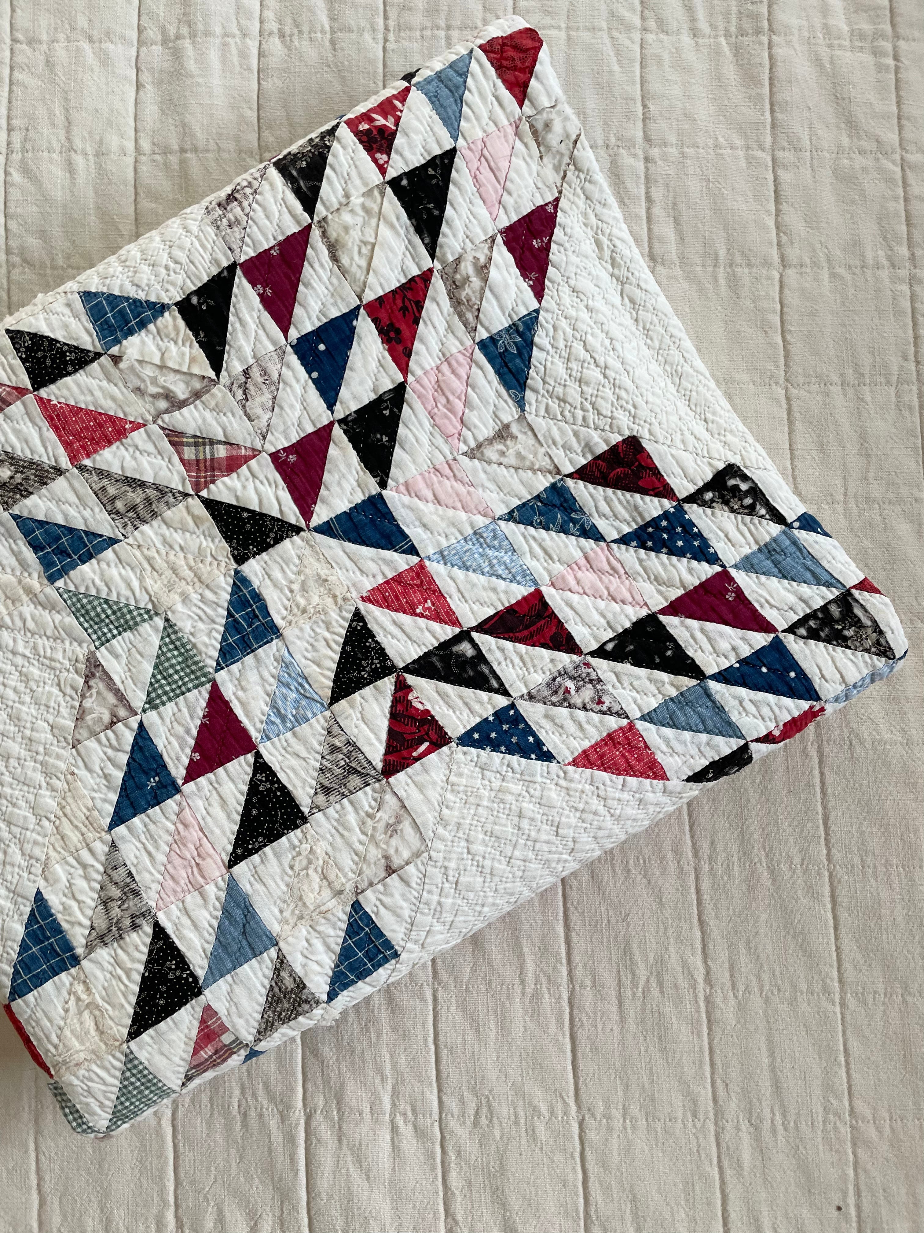 Antique Calico Ocean Waves Quilt