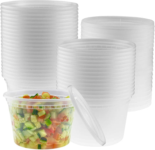 Decony Plastic Deli Containers with Lids 8 Oz- 25 Pack Square Clear Plastic  Containers- Tamper-Proof BPA-Free Take Away Food Containers- Space Saver