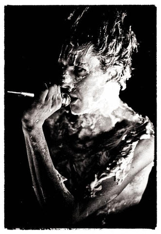 Fad Gadget covered in shaving cream