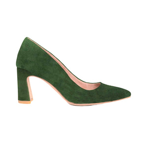 Emerald Suede Bold Block Heel Pump