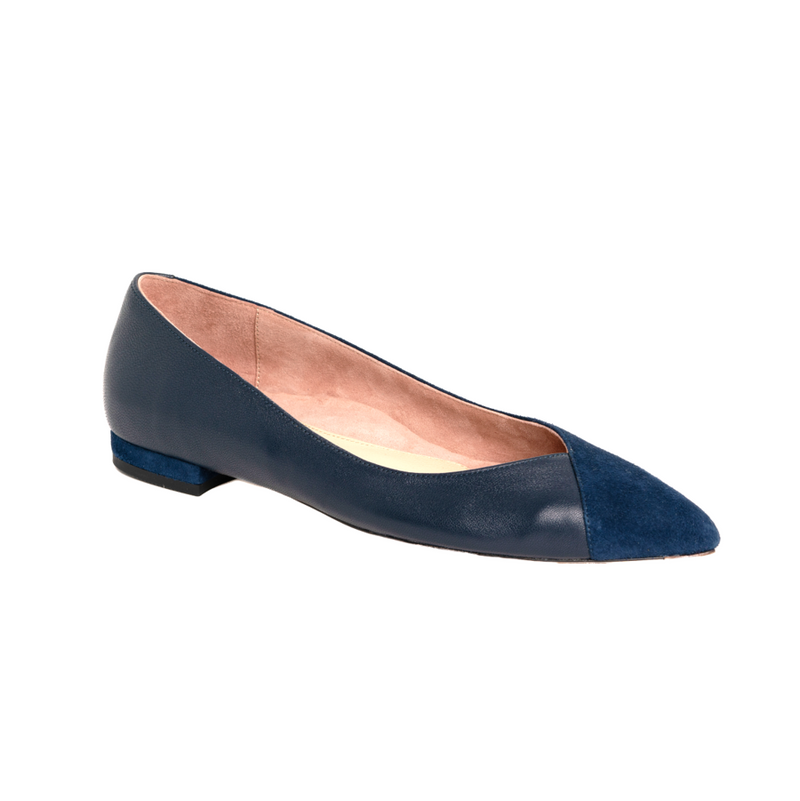 navy leather flat shoes