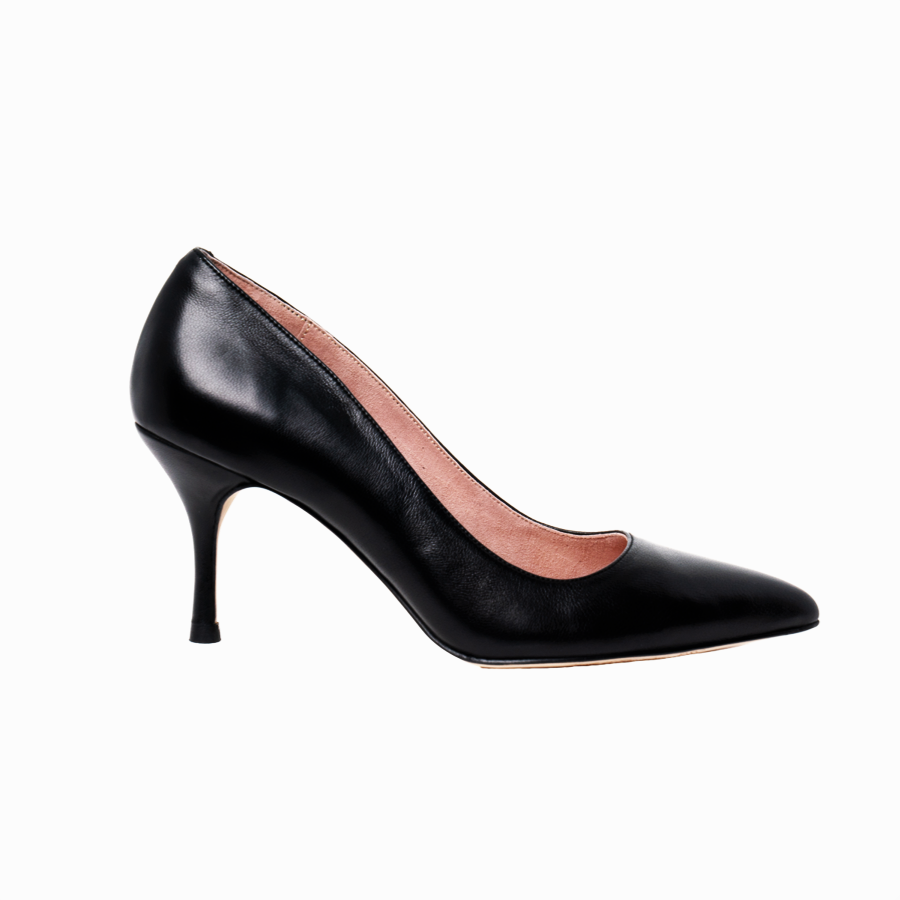 Black Leather Pump - Comfortable Heels - Ally Shoes