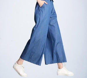 Cnmudonsi 2018 Summer Plus Size Wide Leg Pants Jeans Female Loose