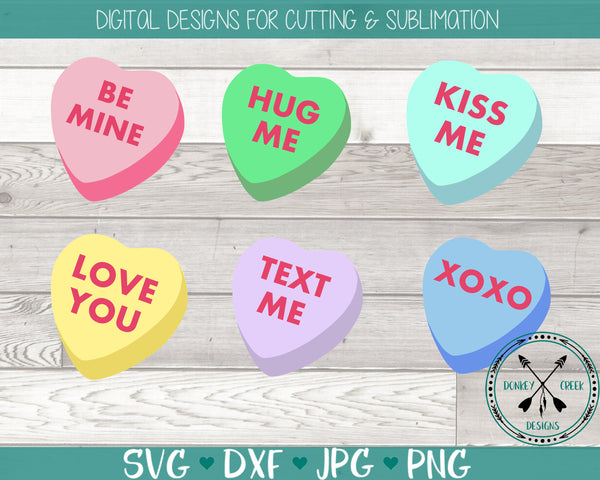 Conversation Hearts Valentine Candy Svg Donkey Creek Designs