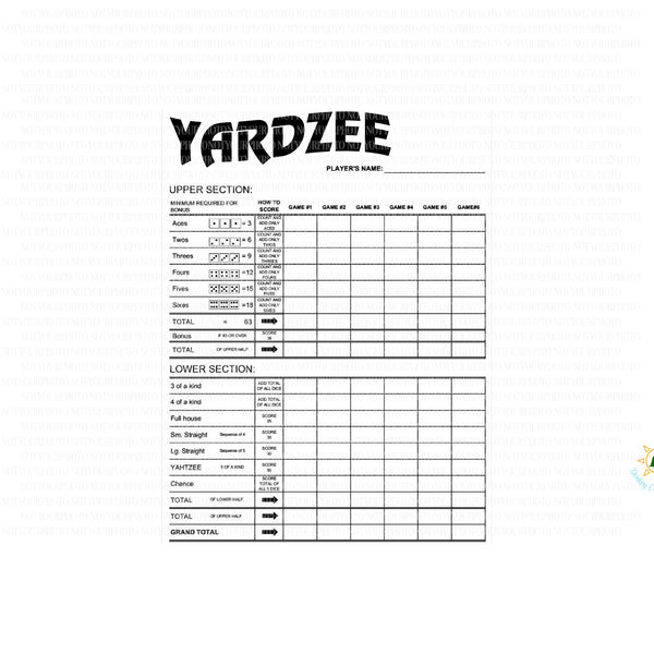 Download Yardzee SVG dice game template