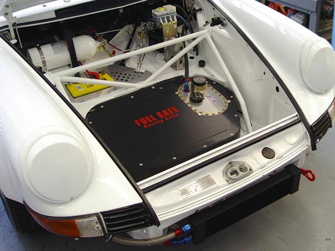 1973 911 RSR Racer With 3.8L DME G50 6 Speed Conversions In Martini Livery Front Compartment Fuel Safe Fuel Cell Fuel Tank