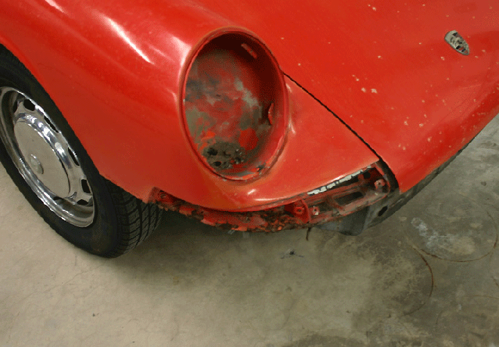 Polo Red 1966 912 3 Gauge Restoration 2016 PCA Werks Reunion Winner right passenger side fender rust