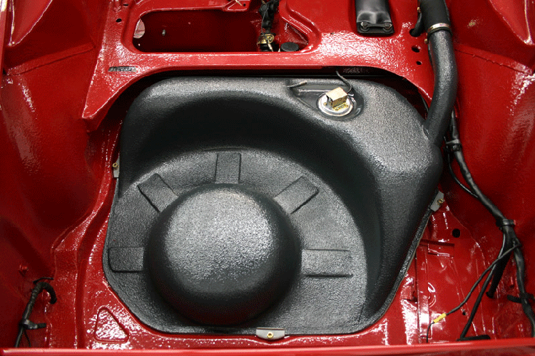 Polo Red 1966 912 3 Gauge Restoration 2016 PCA Werks Reunion Winner fuel tank detail