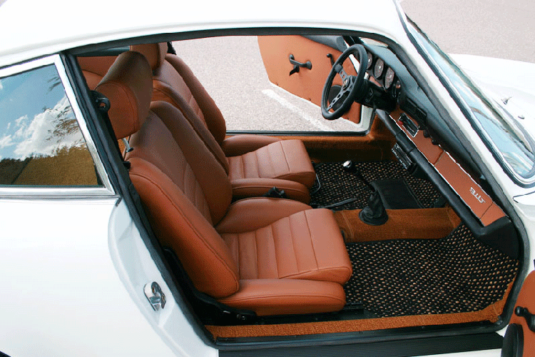 1973 911 RS Pro Touring Restoration 993 3.6L DME G50 SBH Conversion interior upholstery passenger's side view 1st drive