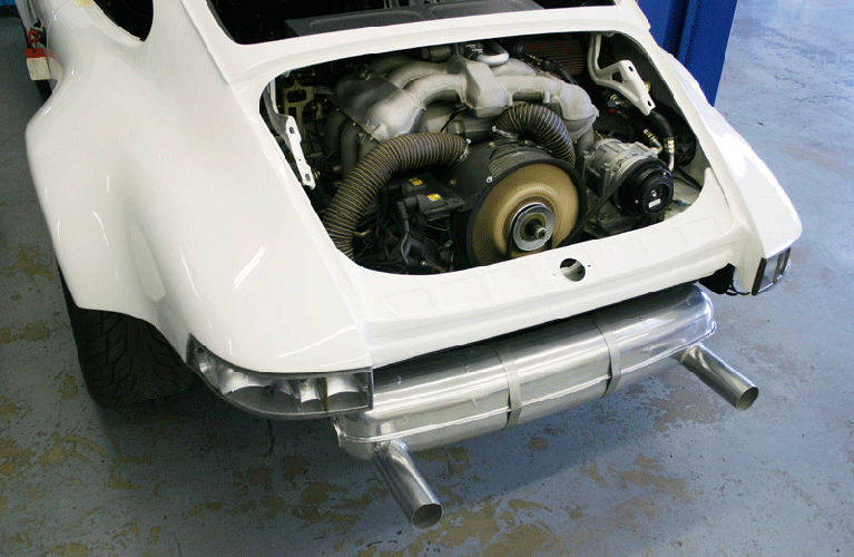 1973 911T To RSR Build With 993 3.6L Varioram DME G50 Restoration Conversions engine bay trim out installed and running left rear quarter panel