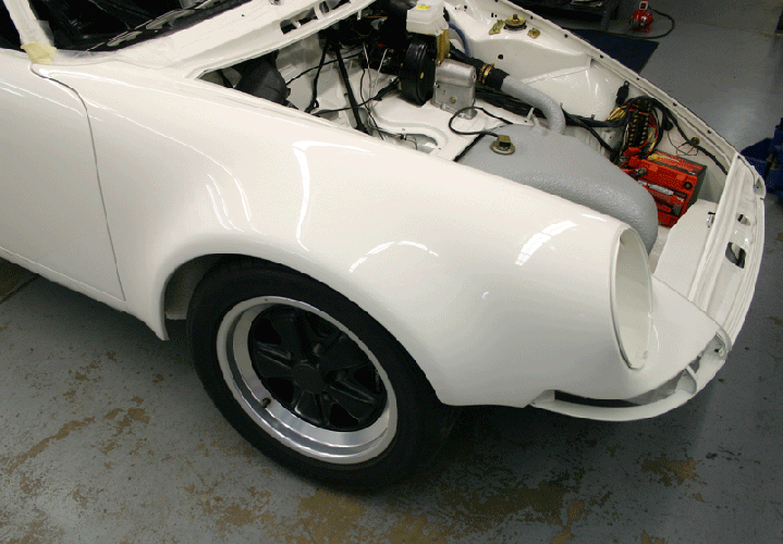 1973 911T To RSR Build With 993 3.6L Varioram DME G50 Restoration Conversions front Right Passenger fender installed