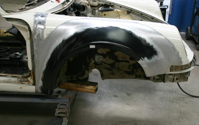 1973 911T To RSR Build With 993 3.6L Varioram DME G50 Restoration Conversions Right Front Steel fender preparation