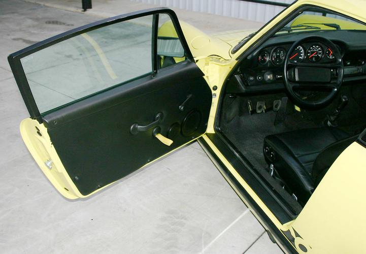 Light Yellow 1974 911 Carrera to 3.2L DME 915 Restoration and Conversion Driver's door detail