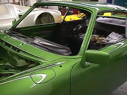 1973 911 RS Restoration In Metallic Green Driver's Side Fender With Fuel Filler Door