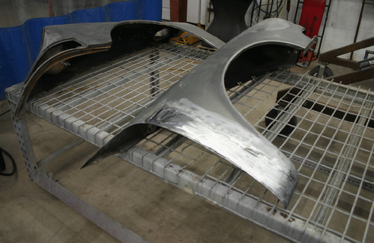 1973 911 RS Pro Touring Restoration 993 3.6L DME G50 SBH Conversion front fender repaired with new steel