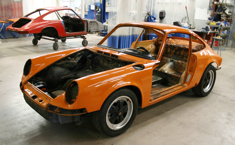 1973 911 RS Pro Touring Restoration 993 3.6L DME G50 SBH Conversion parts removed and catalogued before restoration