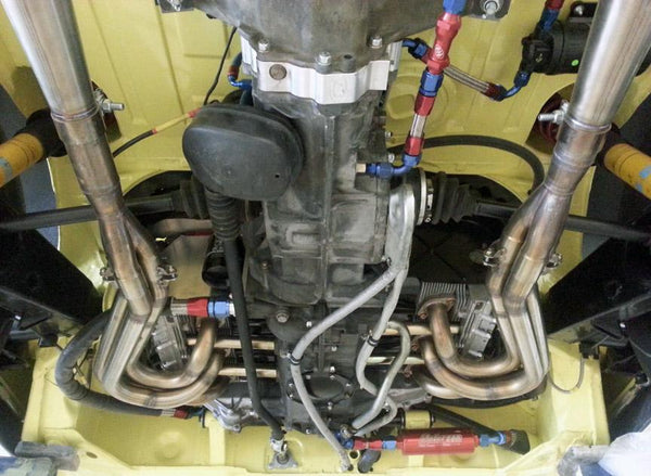 914/6 GT 2.0L Twin Plug 901 Vintage Race Car Build engine trans bottom rear